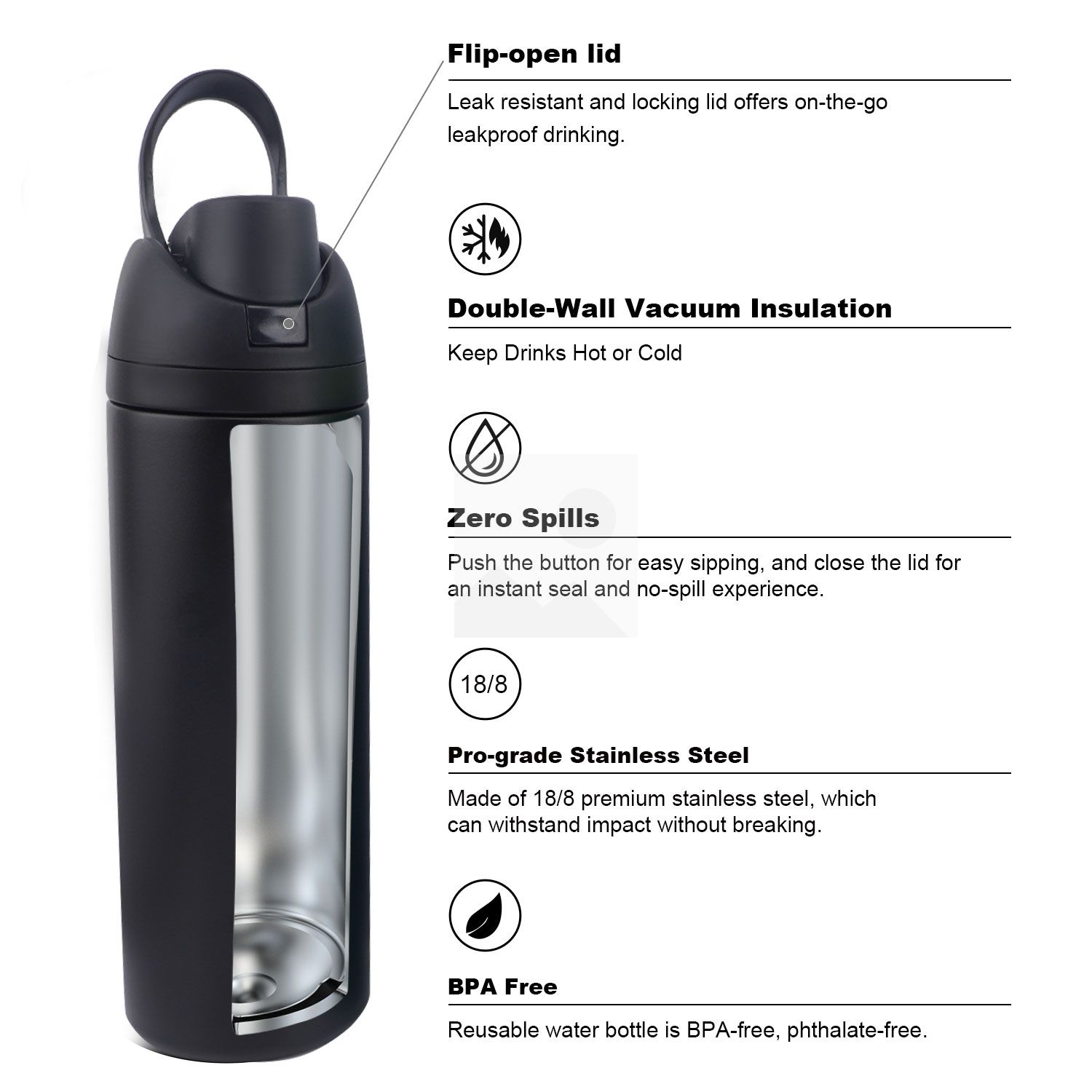 Factory wholesale 19oz 24oz 32 oz double stainless steel sports water bottles custom color and logo double mouth