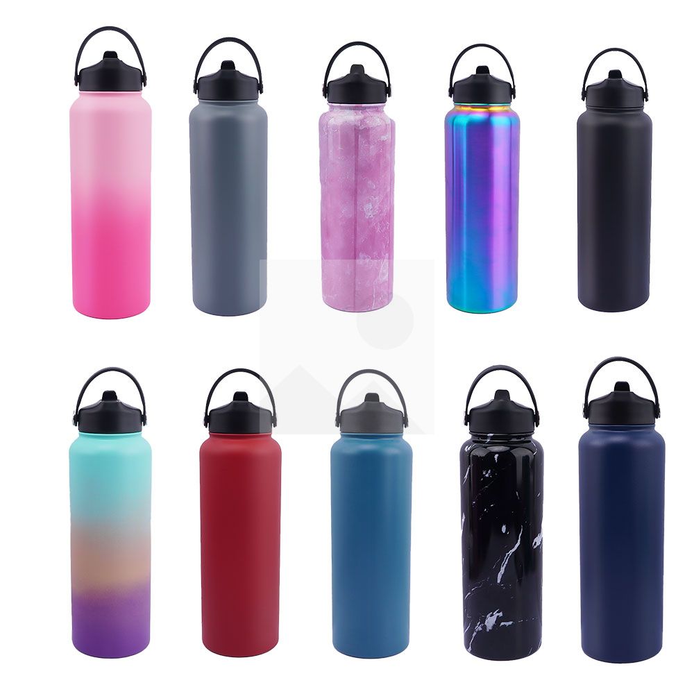 Modern fashion factory wholesale large capacity 40oz double stainless steel sports water bottle wide mouth pot custom color and logo