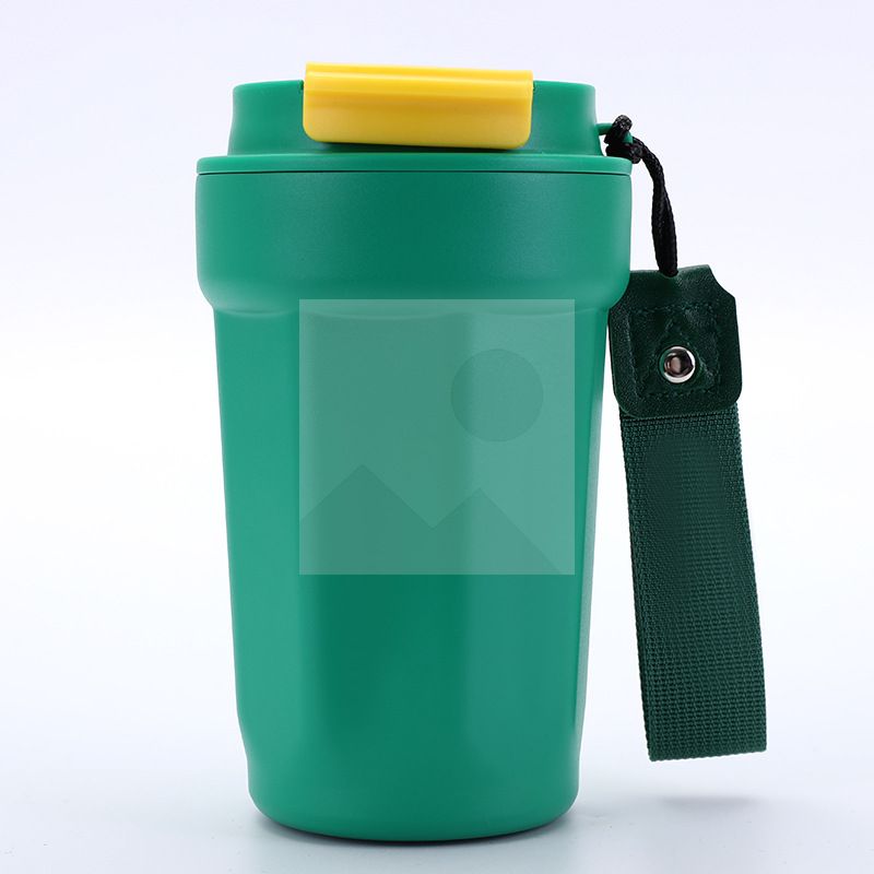 Creative Coffee Cup 320ml/10oz Double vacuum insulated 316 stainless steel coffee cup non-slip handle folding lid leak-proof
