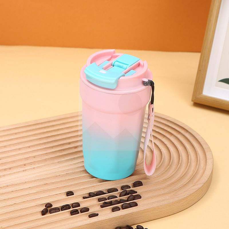 Creative Coffee Cup 320ml/10oz Double vacuum insulated 316 stainless steel coffee cup non-slip handle folding lid leak-proof