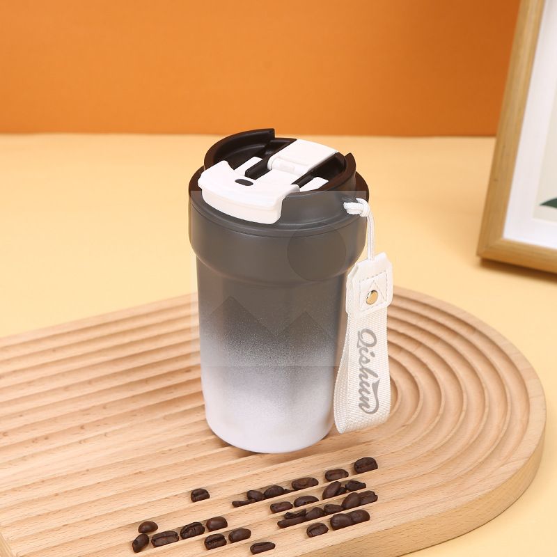 Creative Coffee Cup 320ml/10oz Double vacuum insulated 316 stainless steel coffee cup non-slip handle folding lid leak-proof