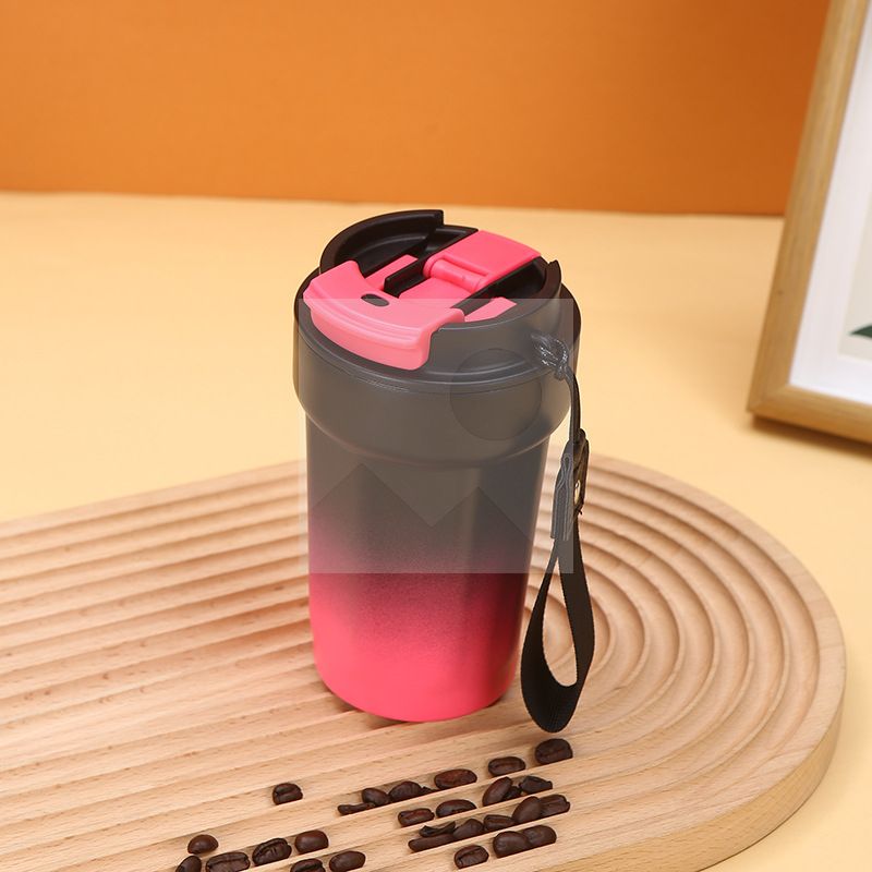 Creative Coffee Cup 320ml/10oz Double vacuum insulated 316 stainless steel coffee cup non-slip handle folding lid leak-proof