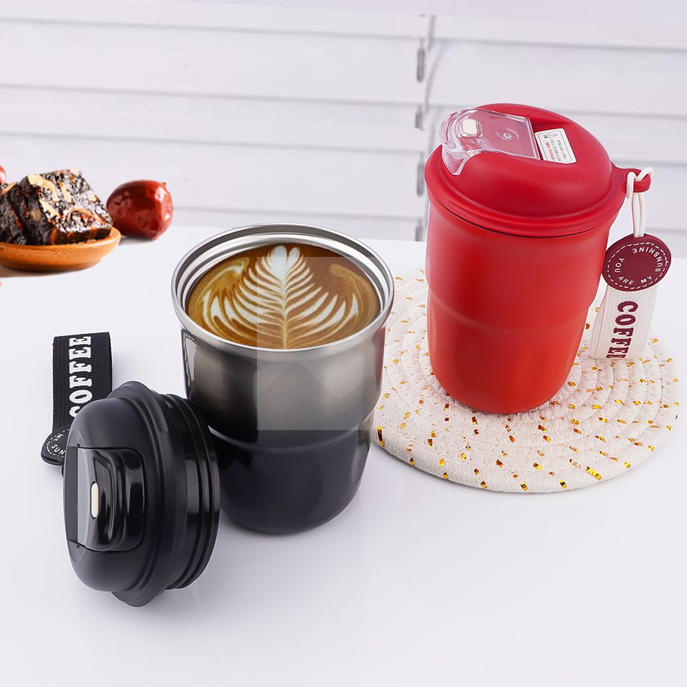 New Creative Coffee cup 320 ml /10 oz double vacuum insulated 316 stainless steel travel coffee cup handle folding cover leak proof