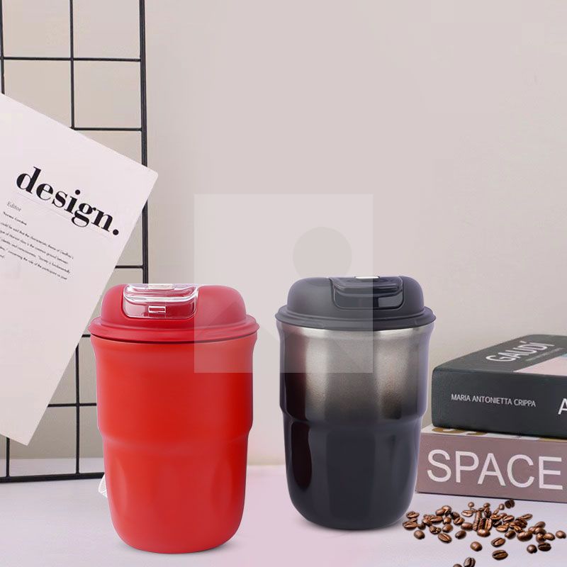 New Creative Coffee cup 320 ml /10 oz double vacuum insulated 316 stainless steel travel coffee cup handle folding cover leak proof