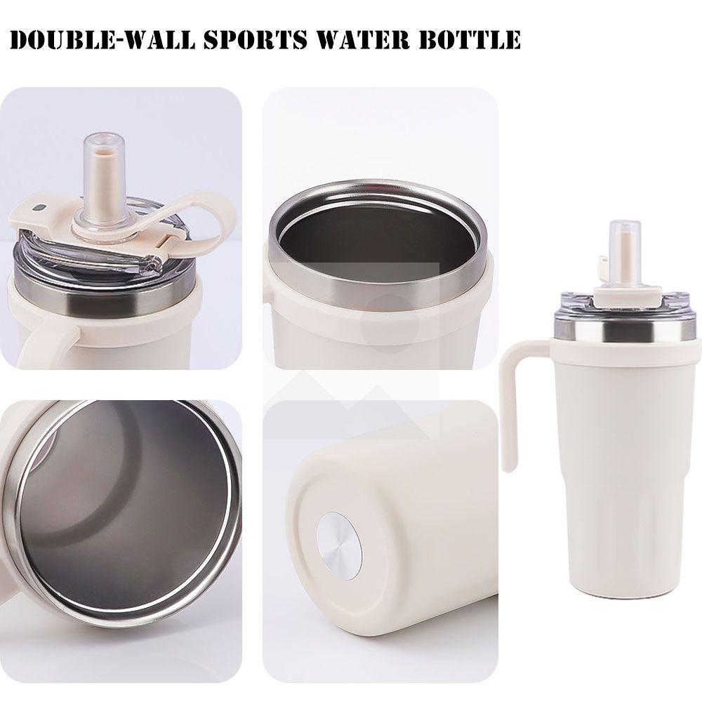 600 ml /20 oz reusable children's double stainless steel handle cup with straw and straw cap for children food grade 100% leak proof