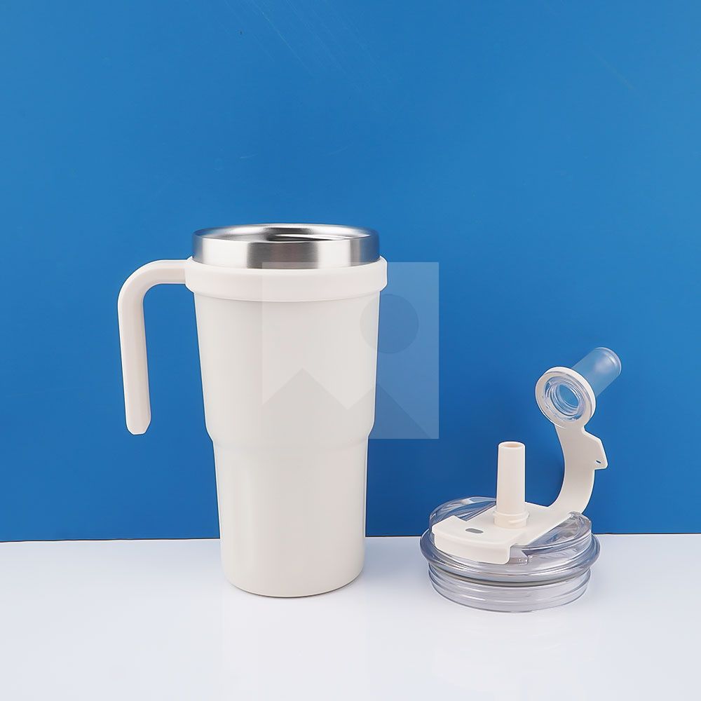 600 ml /20 oz reusable children's double stainless steel handle cup with straw and straw cap for children food grade 100% leak proof