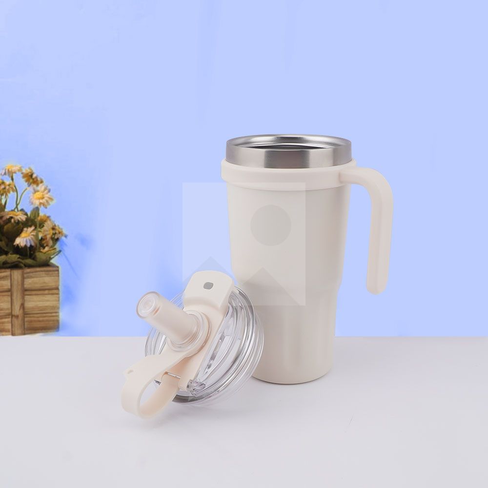 600 ml /20 oz reusable children's double stainless steel handle cup with straw and straw cap for children food grade 100% leak proof