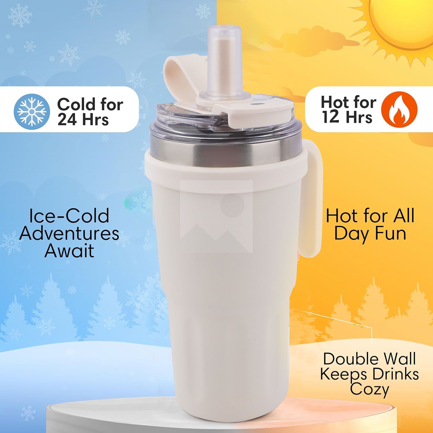 600 ml /20 oz reusable children's double stainless steel handle cup with straw and straw cap for children food grade 100% leak proof