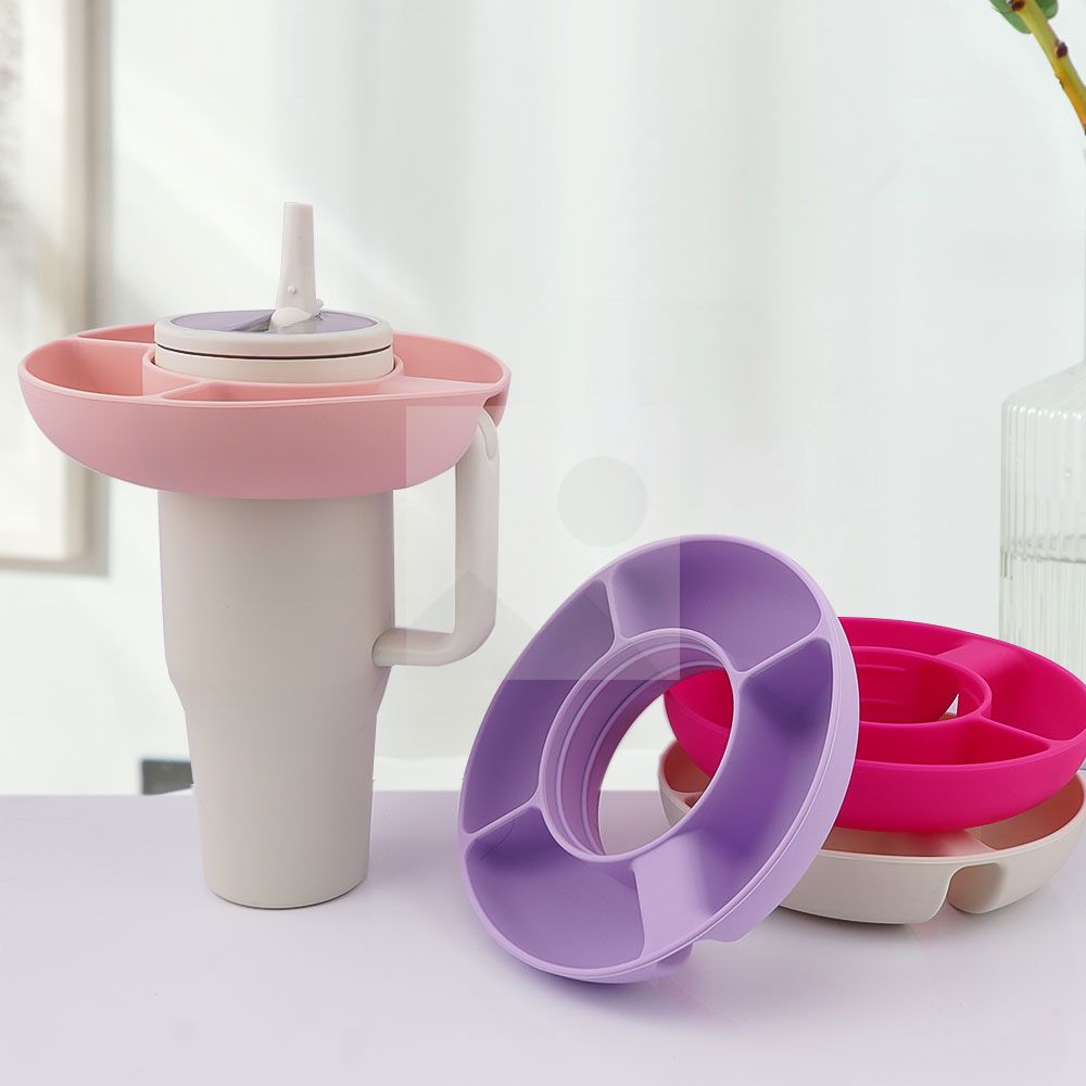 New Year's Party 40oz Tumbler snack tray Silicone snack bowl with handle accessories Christmas Party decorations Food grade