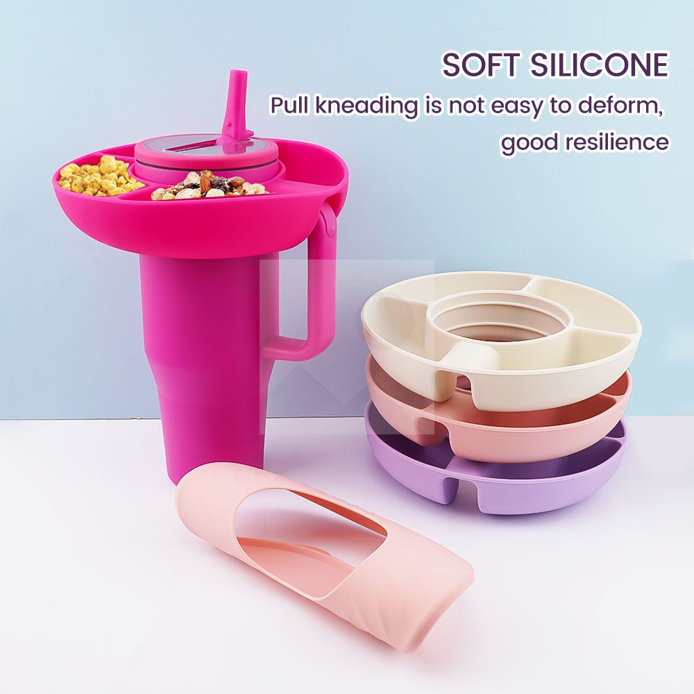 New Year's Party 40oz Tumbler snack tray Silicone snack bowl with handle accessories Christmas Party decorations Food grade