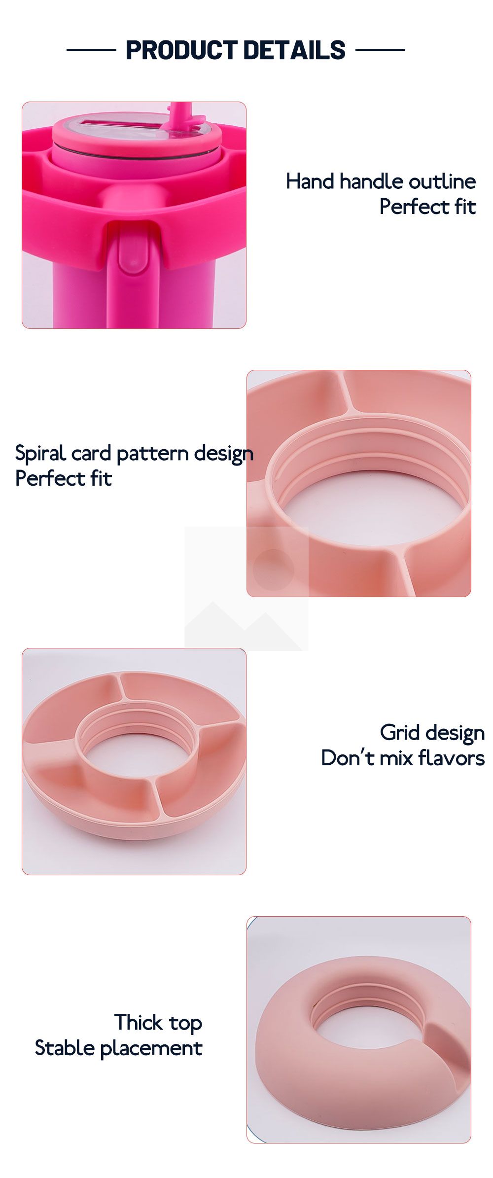 New Year's Party 40oz Tumbler snack tray Silicone snack bowl with handle accessories Christmas Party decorations Food grade