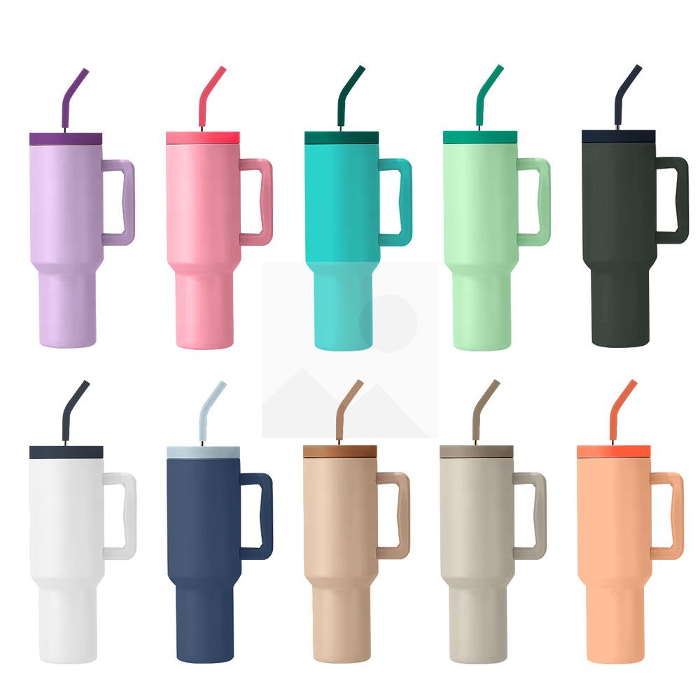 1200ml Tumbler with Handle and Straw Lid  Insulated Reusable Stainless Steel Water Bottle Travel Mug Iced Coffee Cup
