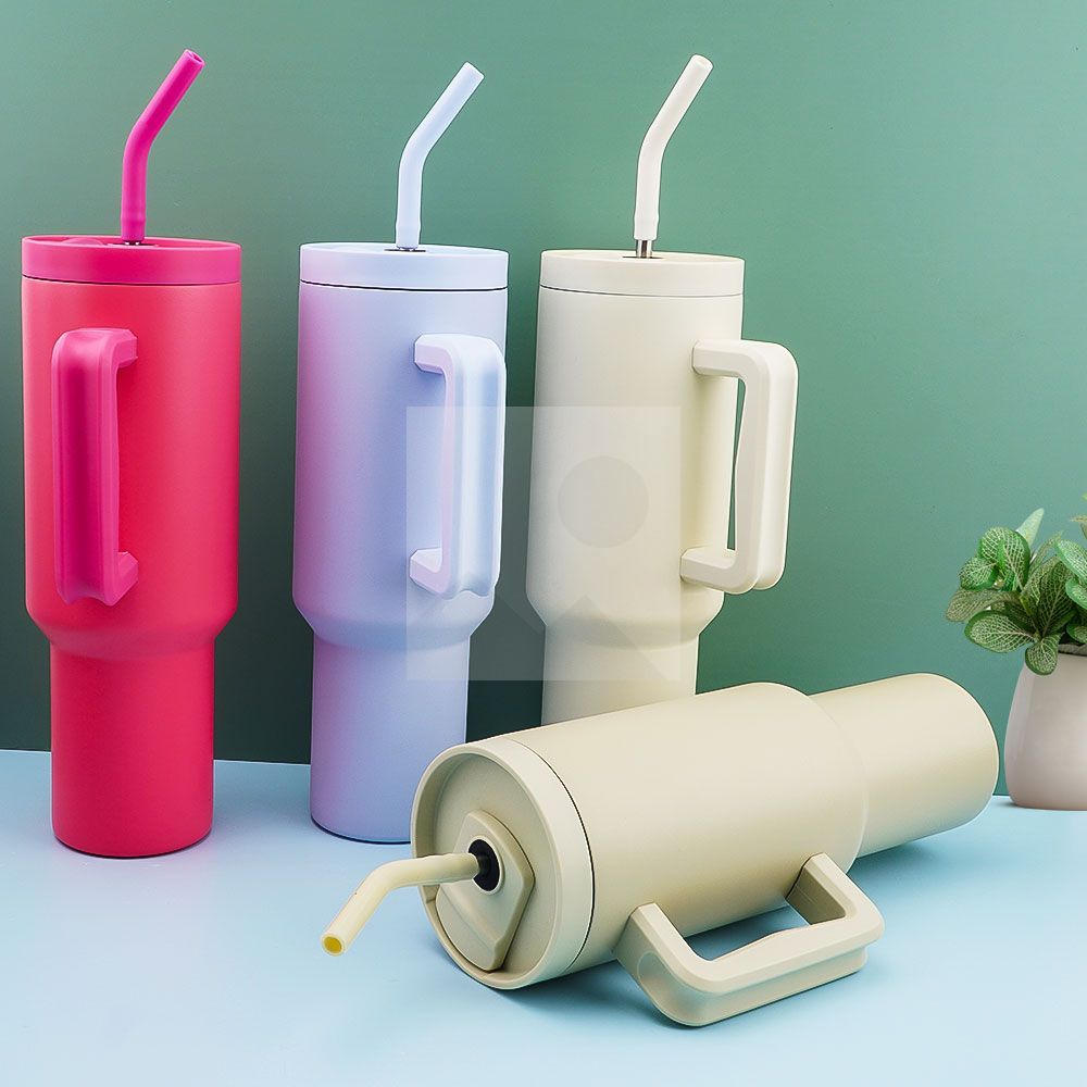 1200ml Tumbler with Handle and Straw Lid  Insulated Reusable Stainless Steel Water Bottle Travel Mug Iced Coffee Cup