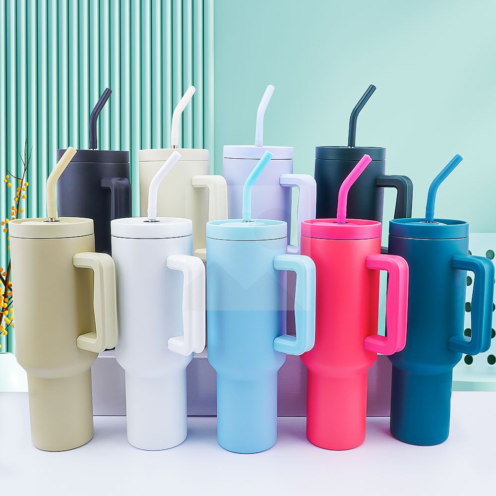 1200ml Tumbler with Handle and Straw Lid  Insulated Reusable Stainless Steel Water Bottle Travel Mug Iced Coffee Cup