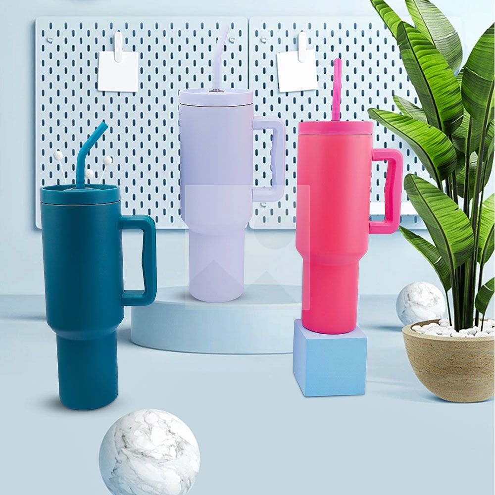 1200ml Tumbler with Handle and Straw Lid  Insulated Reusable Stainless Steel Water Bottle Travel Mug Iced Coffee Cup