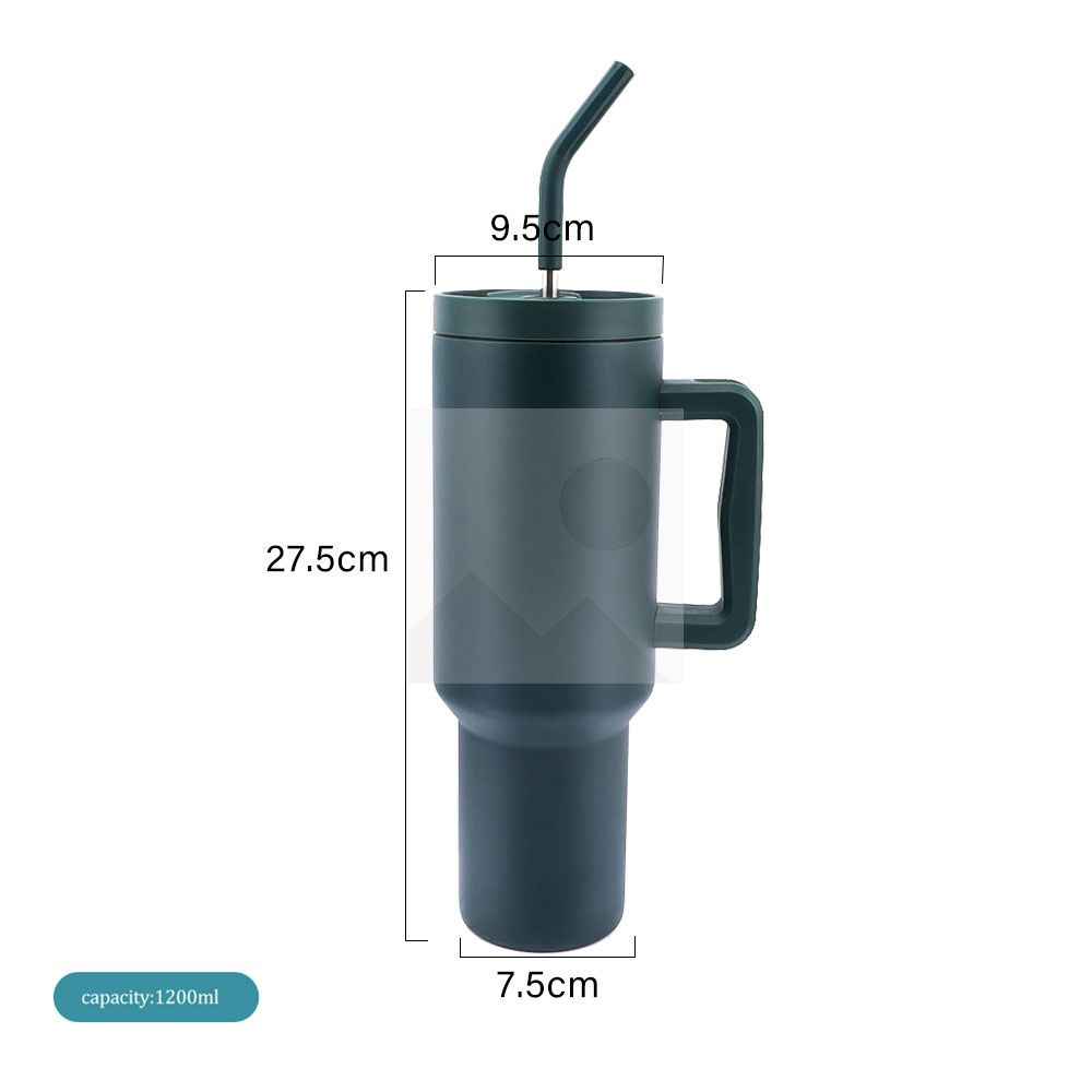 1200ml Tumbler with Handle and Straw Lid  Insulated Reusable Stainless Steel Water Bottle Travel Mug Iced Coffee Cup
