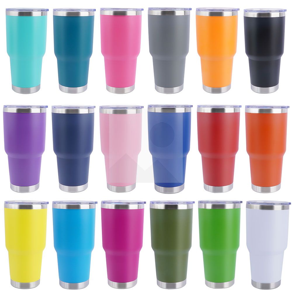 30 oz car tumbler Wholesale powder-coated travel coffee mug Ordinary Tumbler Stainless steel double-wall vacuum mug  with lid