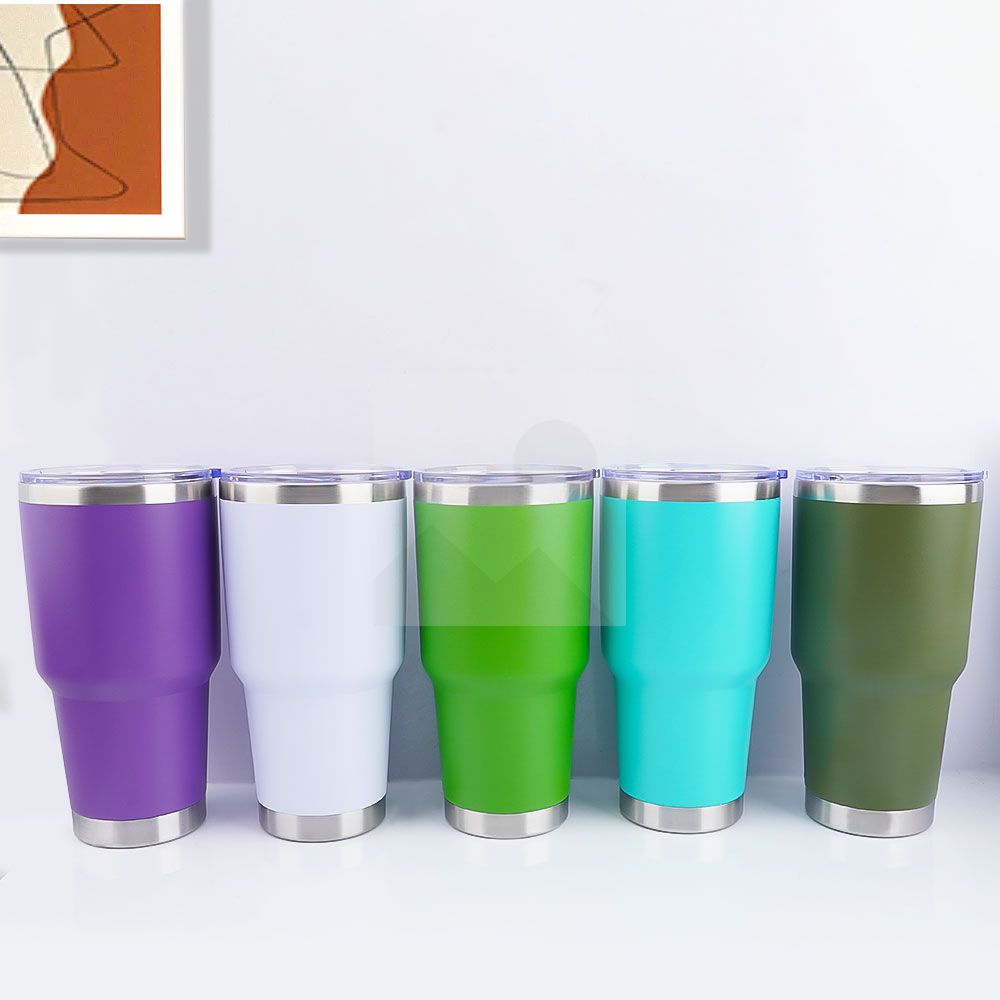 30 oz car tumbler Wholesale powder-coated travel coffee mug Ordinary Tumbler Stainless steel double-wall vacuum mug  with lid