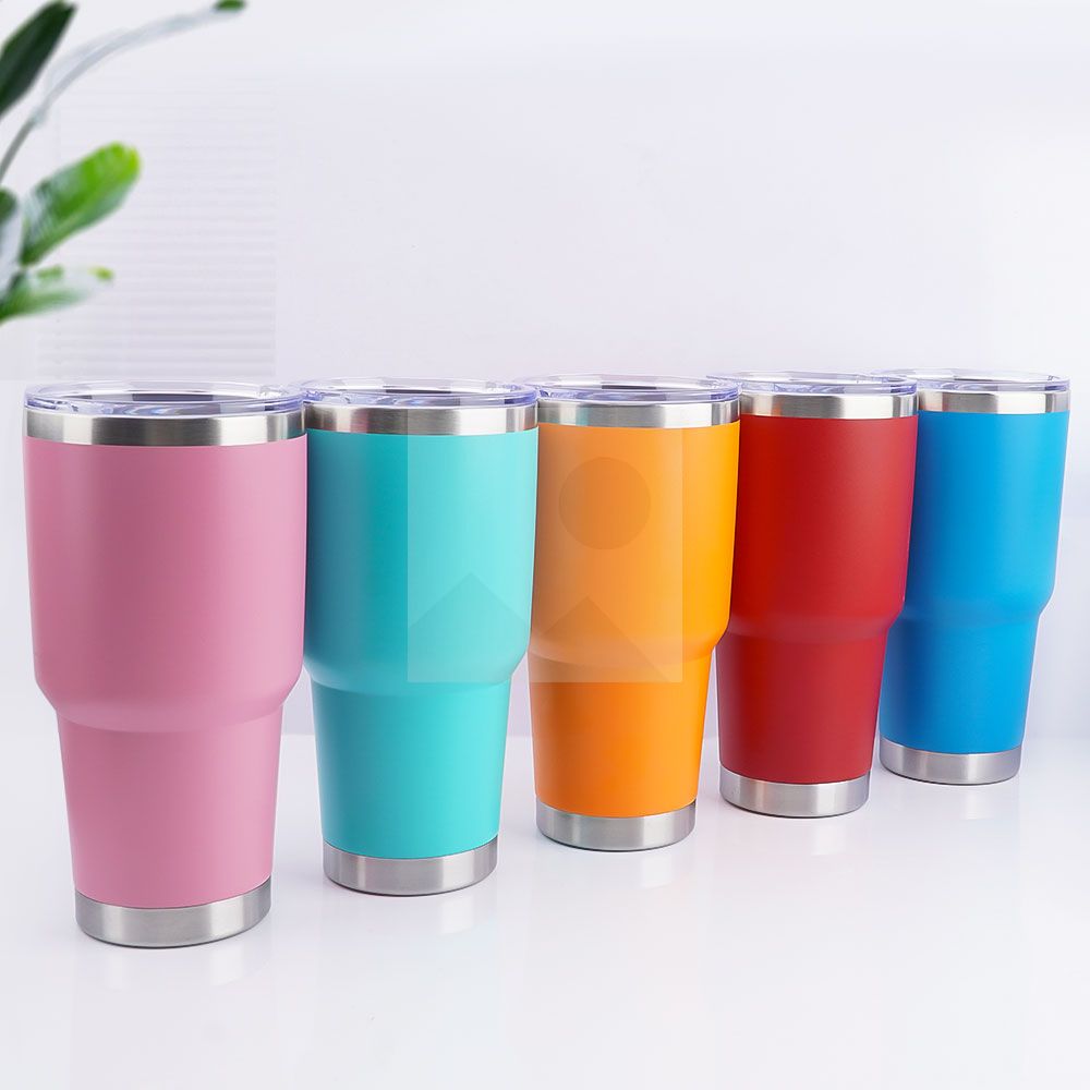 30 oz car tumbler Wholesale powder-coated travel coffee mug Ordinary Tumbler Stainless steel double-wall vacuum mug  with lid