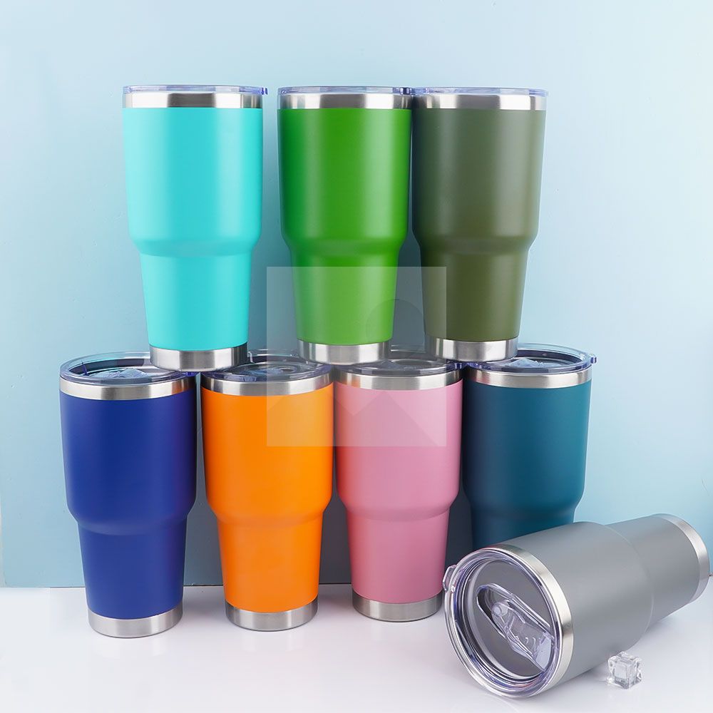 30 oz car tumbler Wholesale powder-coated travel coffee mug Ordinary Tumbler Stainless steel double-wall vacuum mug  with lid