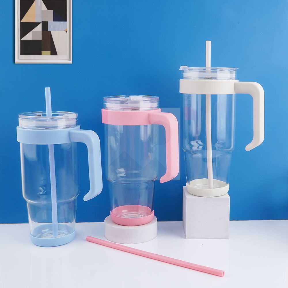 40 oz handle Glass Plastic handle PP material with lid enlarged and widened handle wear-resistant non-slip cup bottom