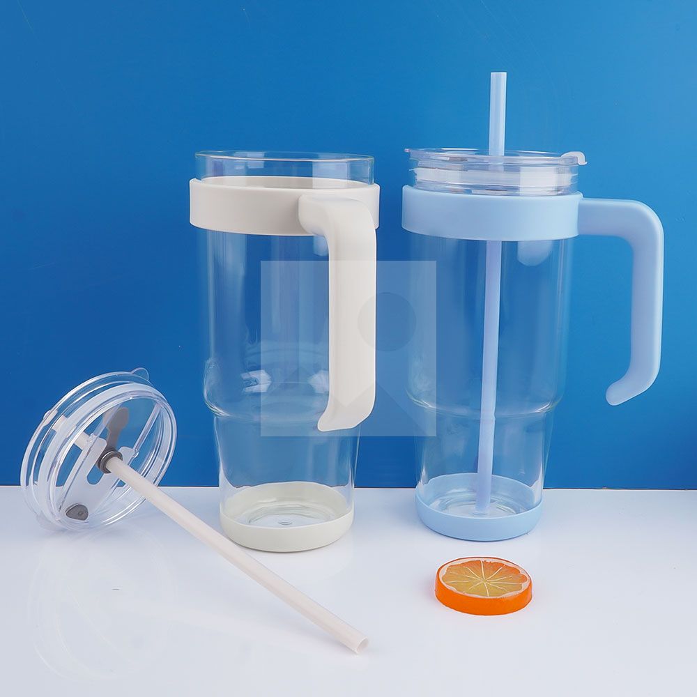 40 oz handle Glass Plastic handle PP material with lid enlarged and widened handle wear-resistant non-slip cup bottom