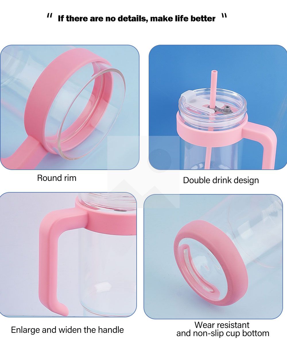 40 oz handle Glass Plastic handle PP material with lid enlarged and widened handle wear-resistant non-slip cup bottom