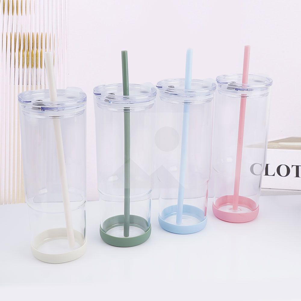 23oz 32oz glass bottle with enlarged handle wear-resistant non-slip bottom, custom made with plastic straw