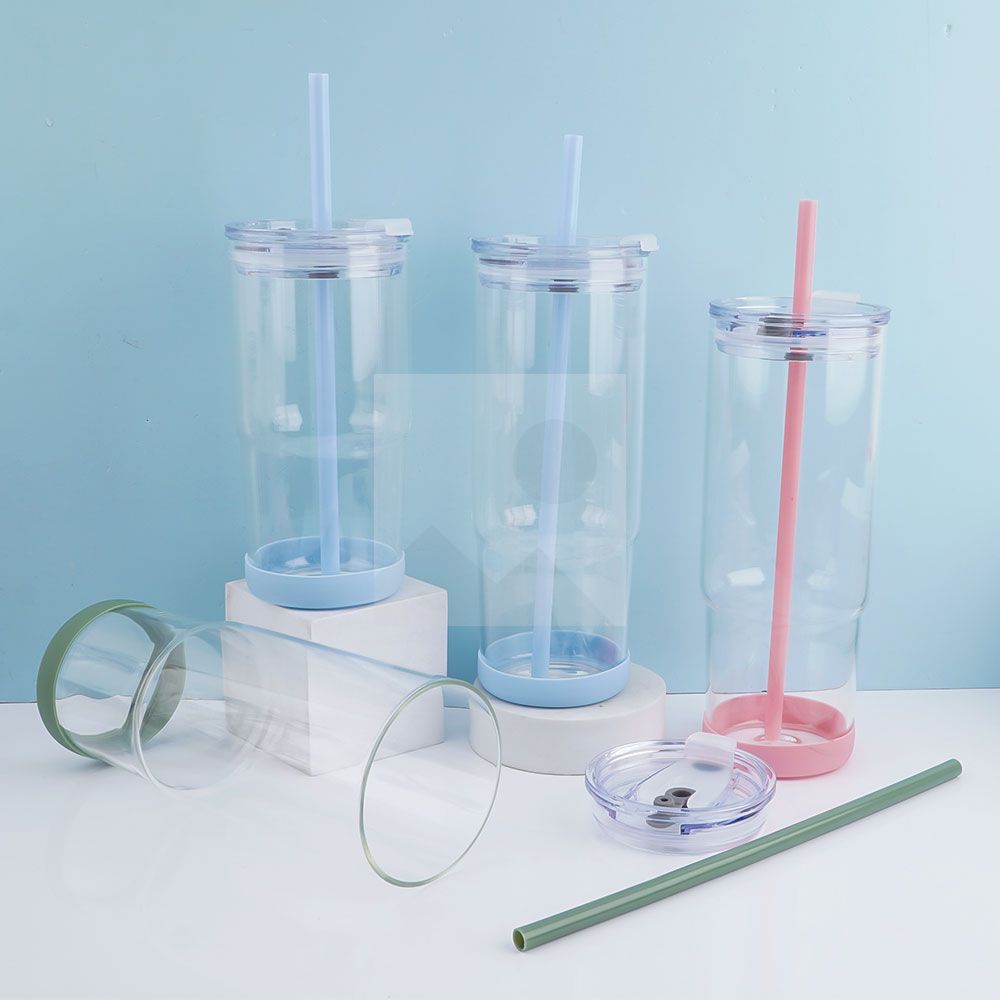 23oz 32oz glass bottle with enlarged handle wear-resistant non-slip bottom, custom made with plastic straw