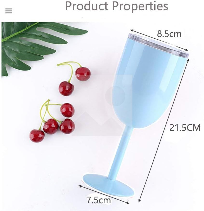 Stainless Steel Goblet Wine Glasses with Lid, 1 Pcs Double Wall Vacuum Insulated Cocktail Glass Wine Tumbler Cup Great for Red White Wine Gift, 300ml