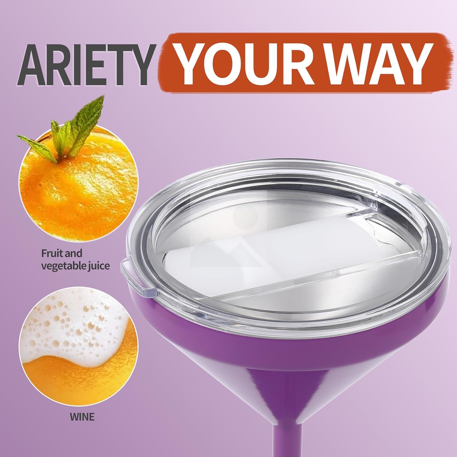 Stainless steel Martini glass Vacuum insulated Martini glass with lid Double Martini mug suitable for cold drinks ice cream juice and margaritas