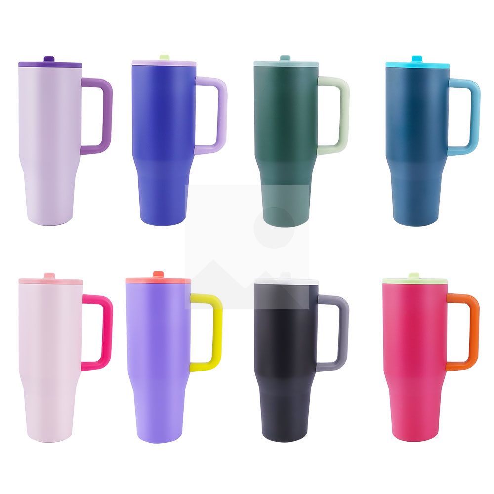 40 oz water bottle with handle and clamshell straw suitable for car cup holder leak-proof cup Reusable insulated stainless steel