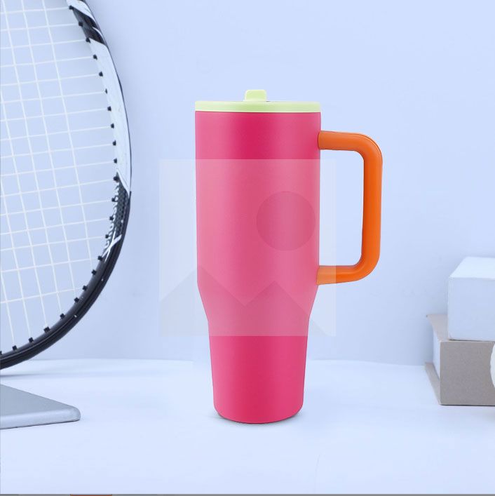40 oz water bottle with handle and clamshell straw suitable for car cup holder leak-proof cup Reusable insulated stainless steel