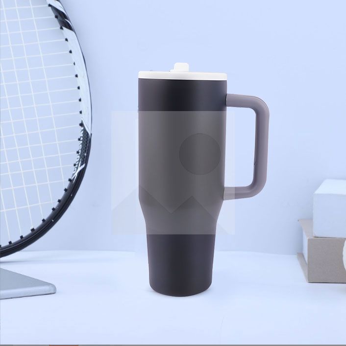 40 oz water bottle with handle and clamshell straw suitable for car cup holder leak-proof cup Reusable insulated stainless steel