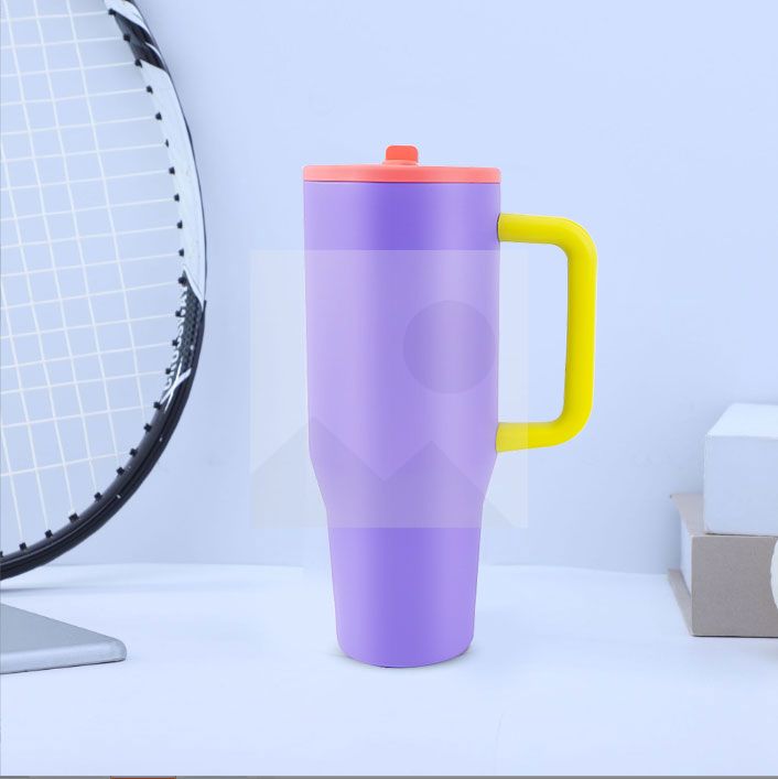 40 oz water bottle with handle and clamshell straw suitable for car cup holder leak-proof cup Reusable insulated stainless steel