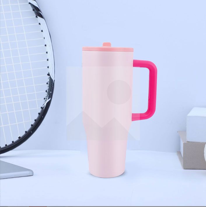 40 oz water bottle with handle and clamshell straw suitable for car cup holder leak-proof cup Reusable insulated stainless steel