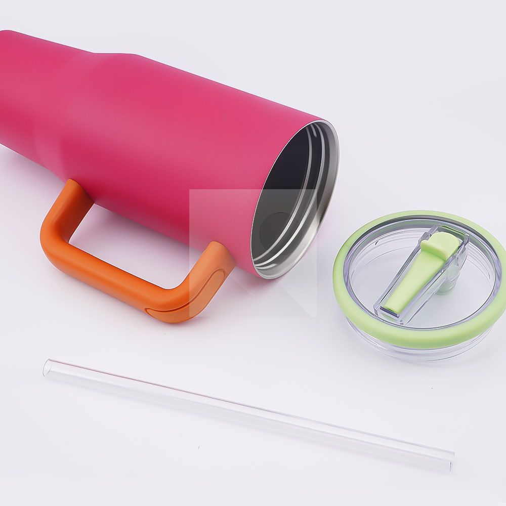 40 oz water bottle with handle and clamshell straw suitable for car cup holder leak-proof cup Reusable insulated stainless steel
