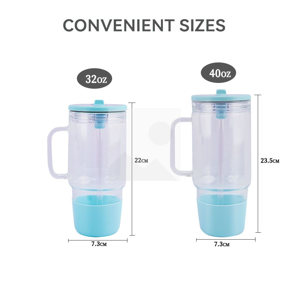 40oz 32oz water bottle glass Insulation with plastic straw Gift Tumbler cup Travel cup leakproof cover 100% non-slip silicone base