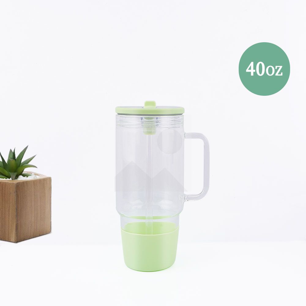 40oz 32oz water bottle glass Insulation with plastic straw Gift Tumbler cup Travel cup leakproof cover 100% non-slip silicone base