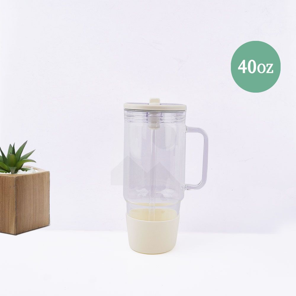 40oz 32oz water bottle glass Insulation with plastic straw Gift Tumbler cup Travel cup leakproof cover 100% non-slip silicone base