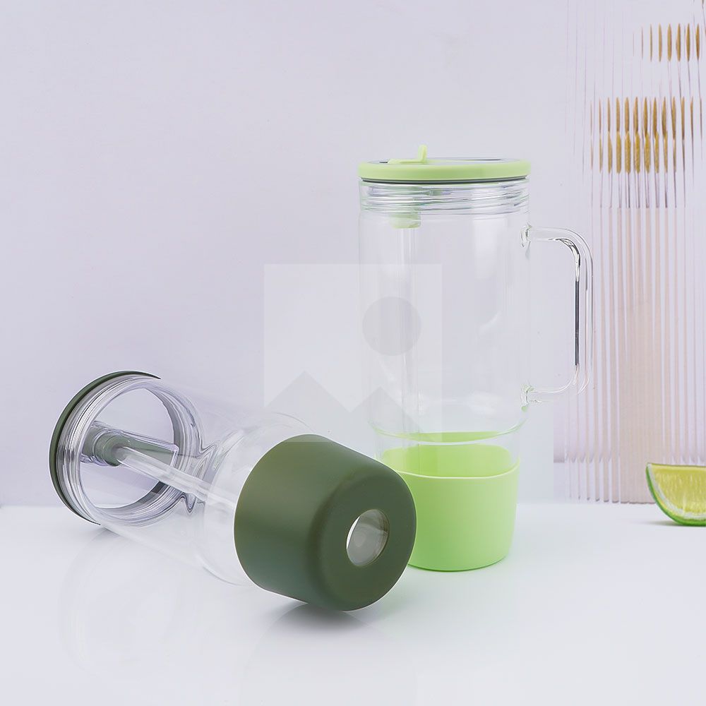 40oz 32oz water bottle glass Insulation with plastic straw Gift Tumbler cup Travel cup leakproof cover 100% non-slip silicone base
