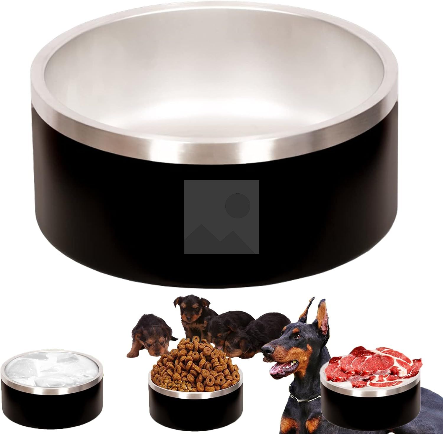 100 oz Heavy Duty Insulated Stainless Steel Dog Bowl for Large Dogs, Non-Slip Base, Dishwasher Safe