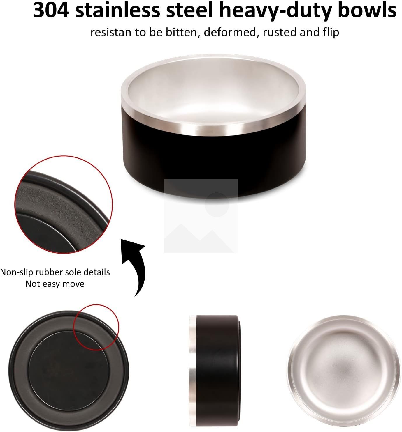 100 oz Heavy Duty Insulated Stainless Steel Dog Bowl for Large Dogs, Non-Slip Base, Dishwasher Safe