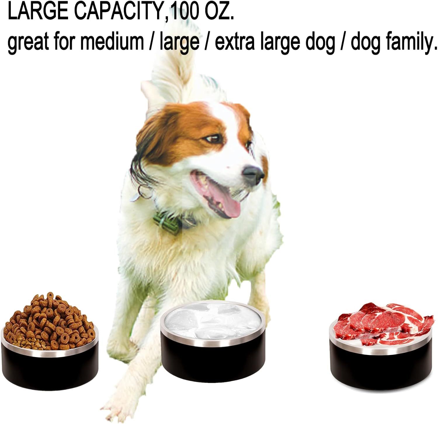 100 oz Heavy Duty Insulated Stainless Steel Dog Bowl for Large Dogs, Non-Slip Base, Dishwasher Safe