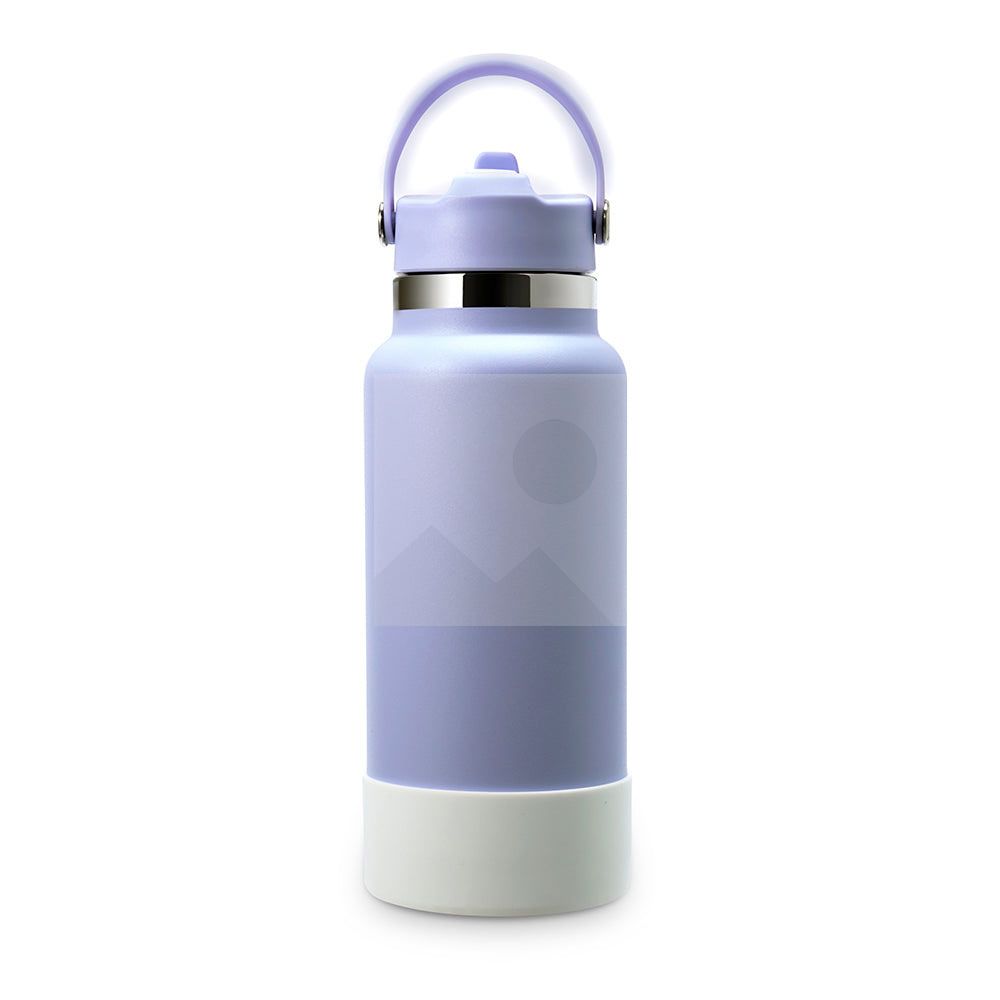 32oz double stainless steel vacuum thermos food grade sports water bottle with folding straw and silicone sleeve