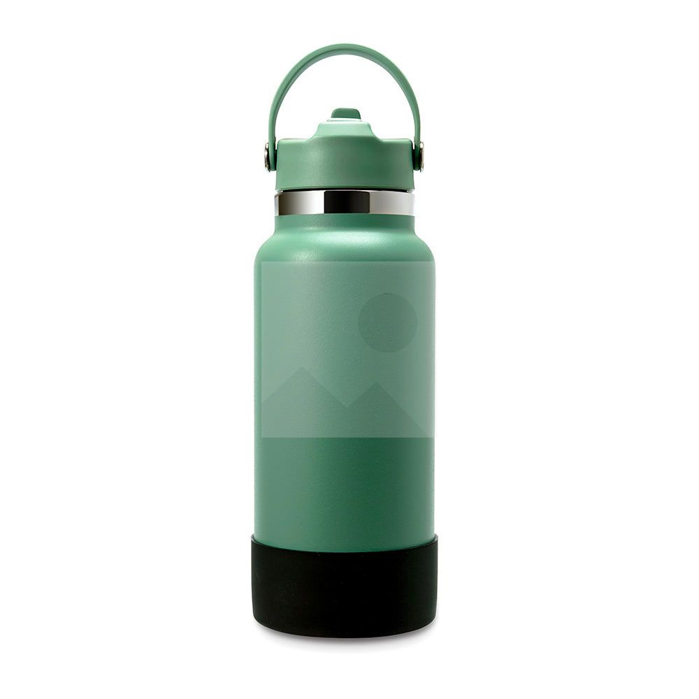 32oz double stainless steel vacuum thermos food grade sports water bottle with folding straw and silicone sleeve