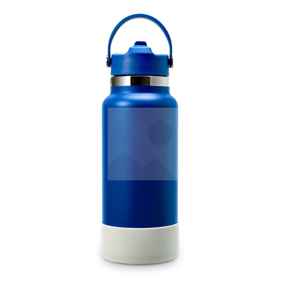32oz double stainless steel vacuum thermos food grade sports water bottle with folding straw and silicone sleeve