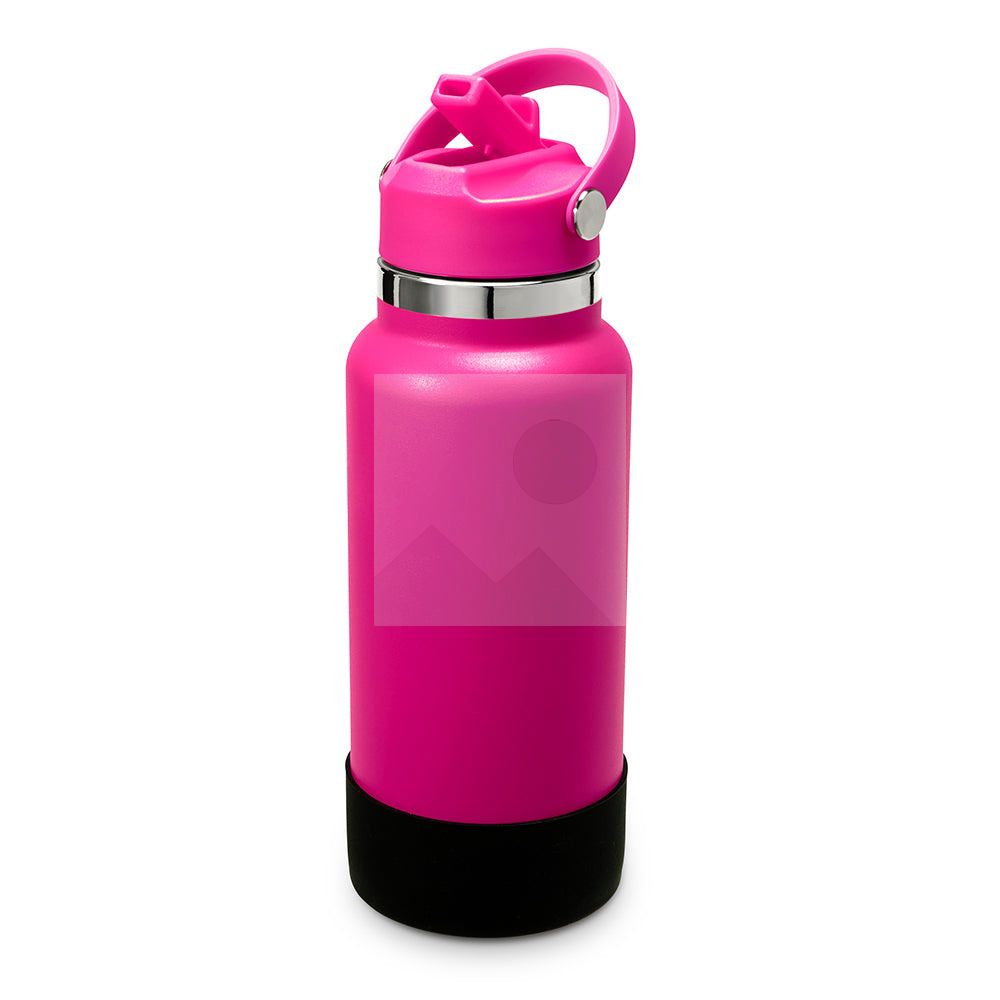 32oz double stainless steel vacuum thermos food grade sports water bottle with folding straw and silicone sleeve