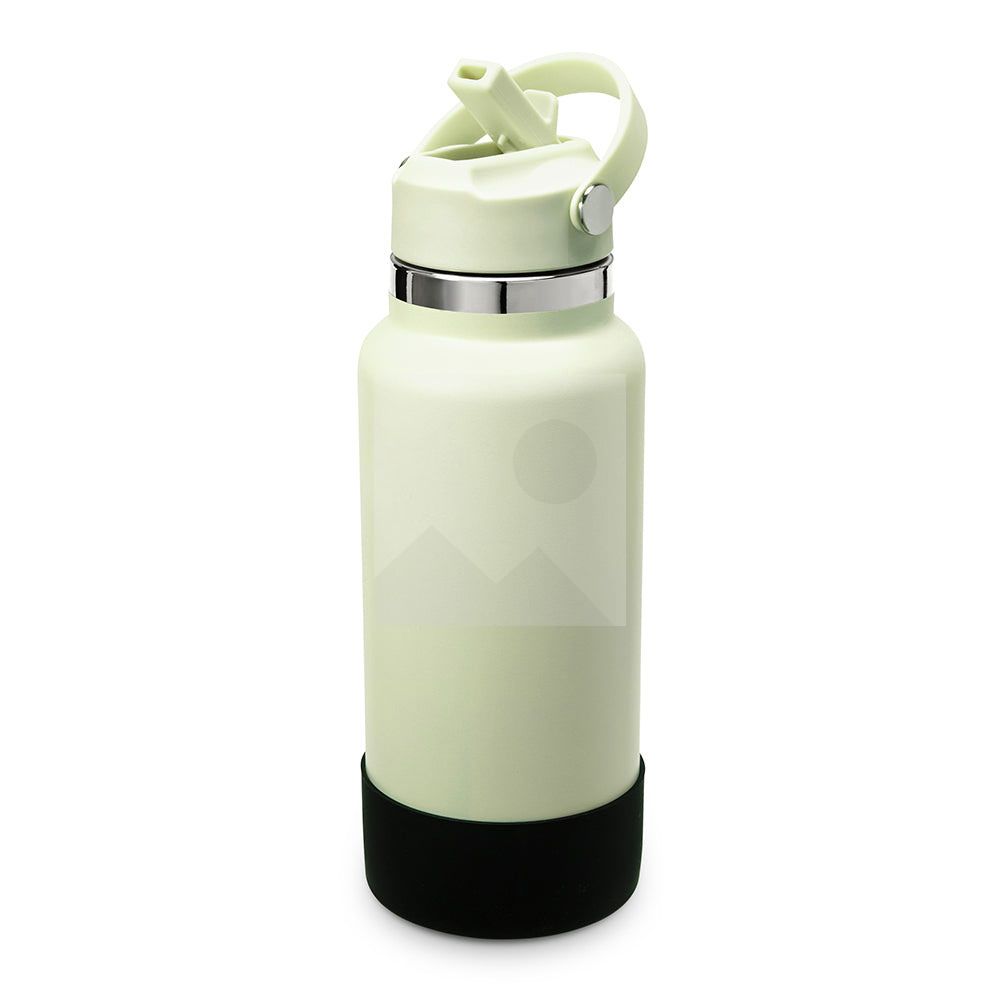 32oz double stainless steel vacuum thermos food grade sports water bottle with folding straw and silicone sleeve