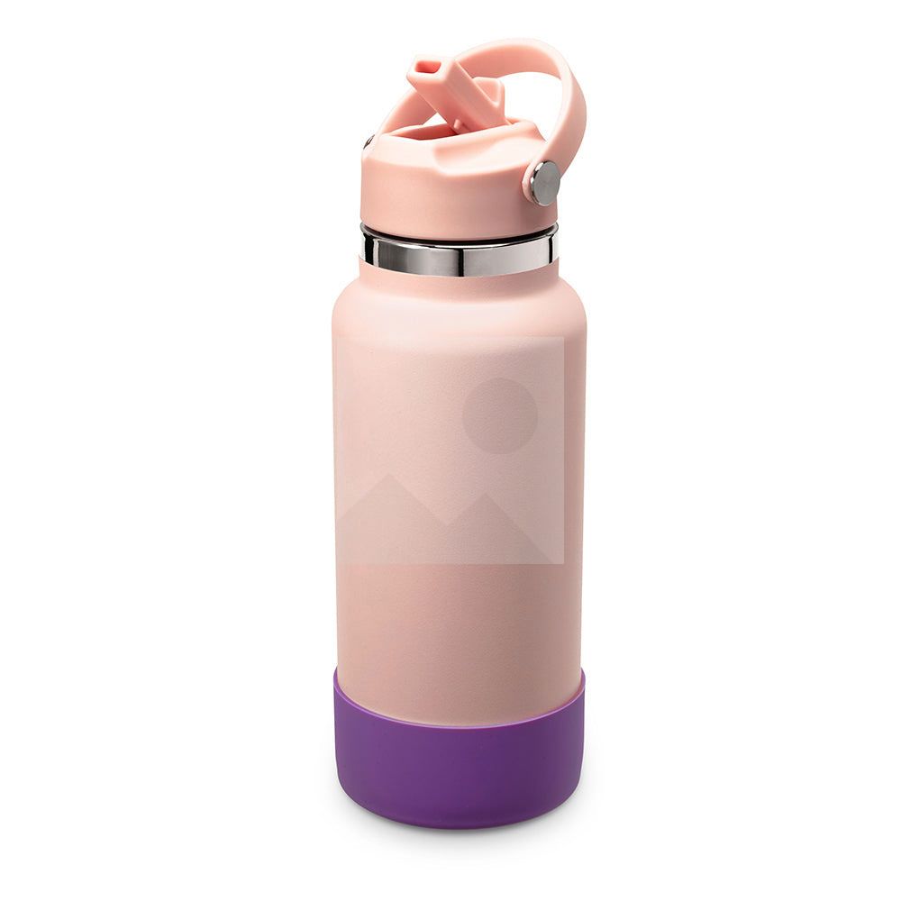 32oz double stainless steel vacuum thermos food grade sports water bottle with folding straw and silicone sleeve
